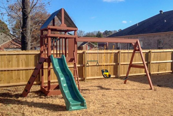 wooden playset in pleasant plains ar